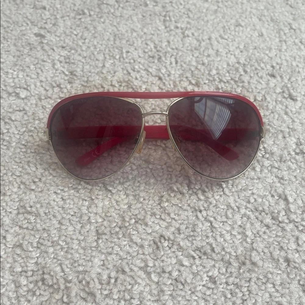Elegant Red Sunglasses with Gold Accents